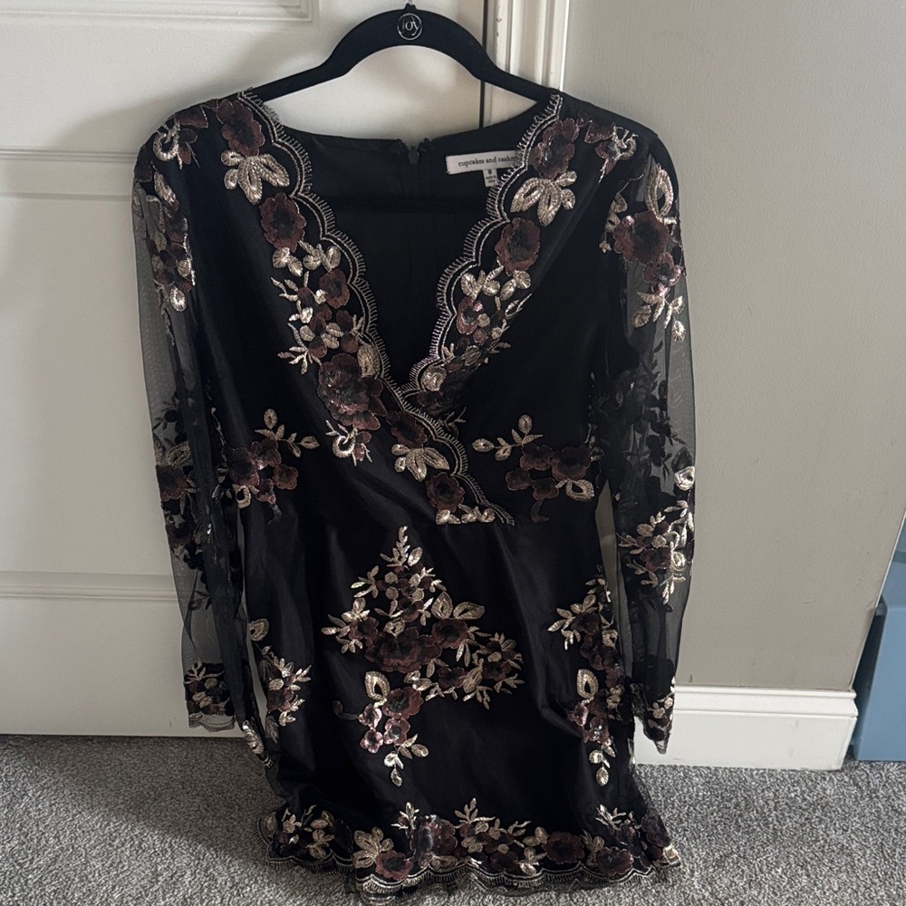 cupcakes & cashmere Black and Brown Floral Dress